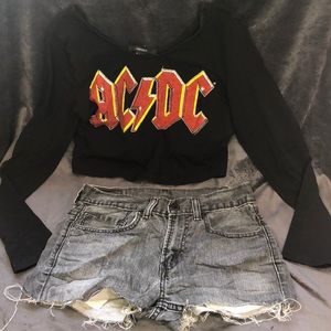 Vintage 520 Levi Dark Grey Distressed Shorts